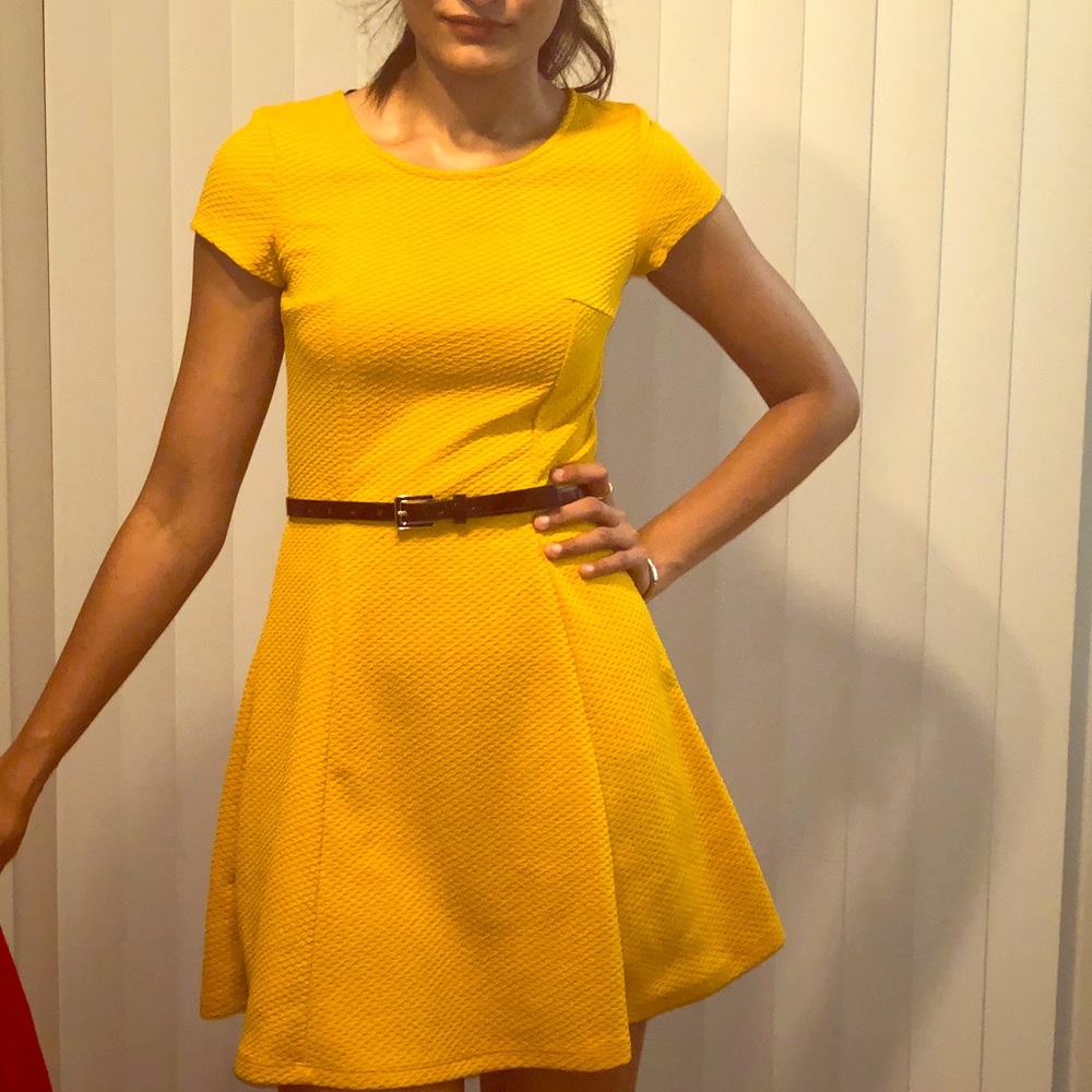H&M mustard/yellow colored skater dress.